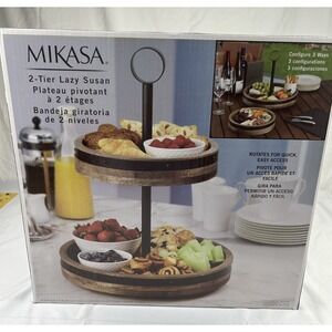 Mikasa 2-Tier Lazy Susan Organizer Rotating Easy Access NEW